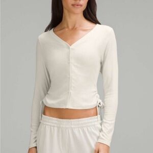 Lululemon Bone colored Side-Cinch Ribbed Cardigan